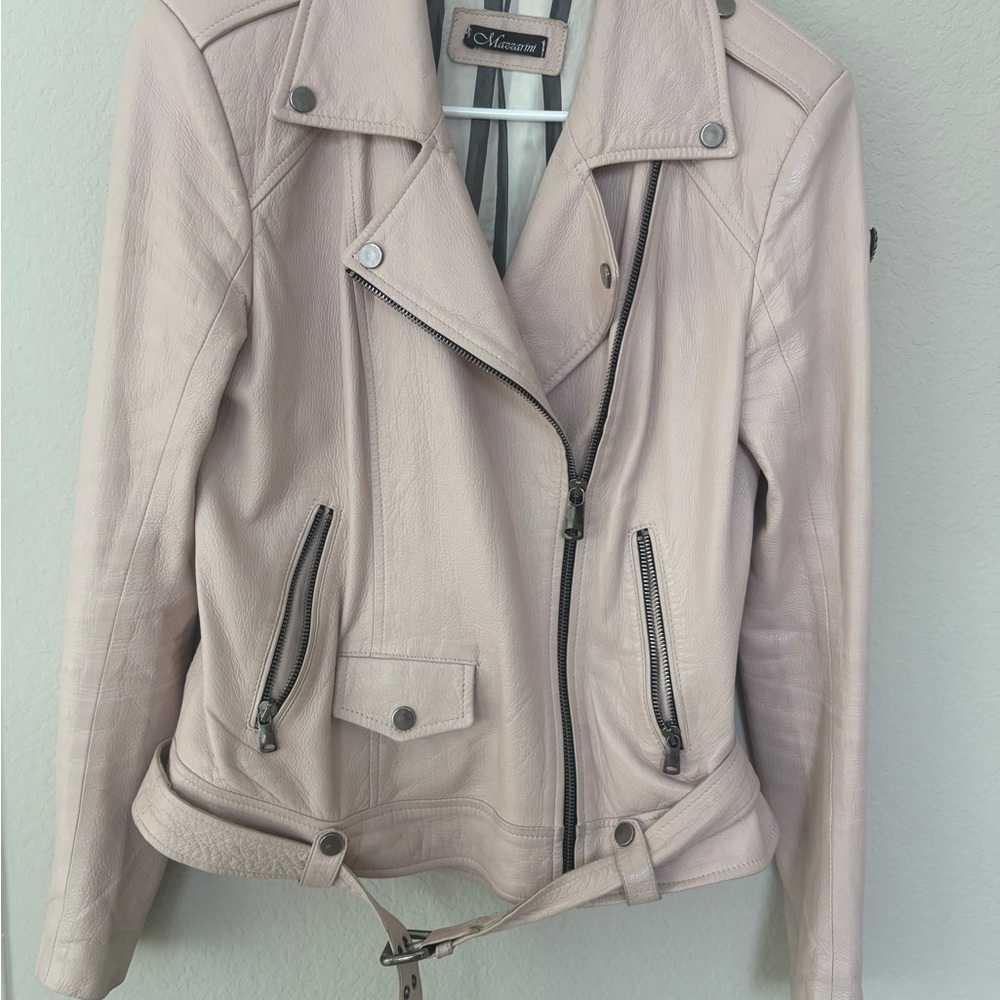 Mazzarini Elegant Light Pink Leather Jacket size S